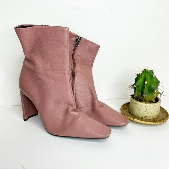 L'INTERVALLE Elegant Nude Pink Leather Ankle Boots - Picture 3 of 9